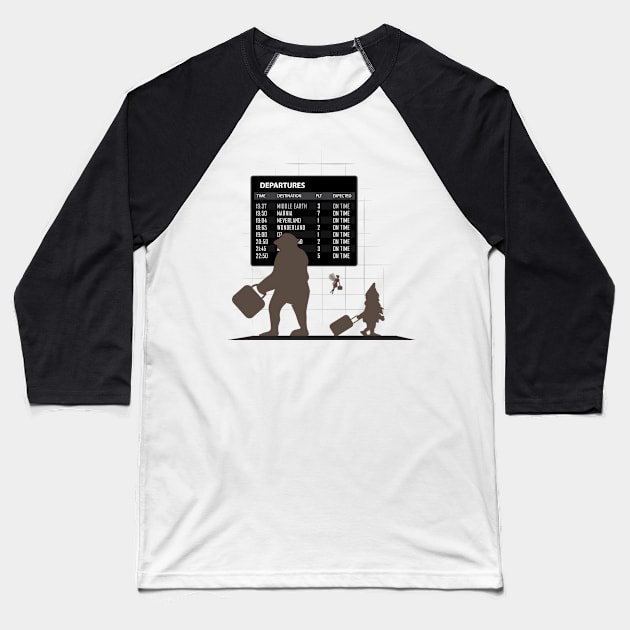 Departures Baseball T-Shirt by TinkM